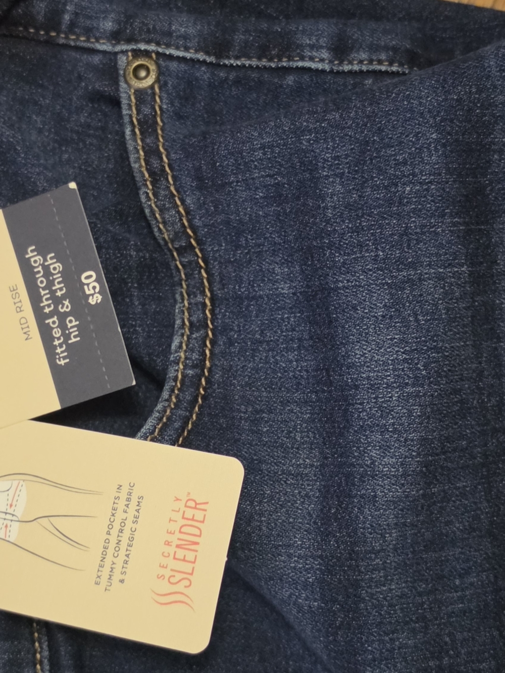 Secret Slender Mid Rise Dark Wash Jeans